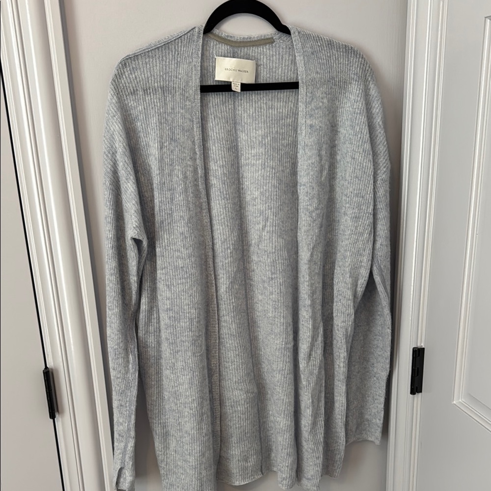 Brochu Walker Heather Grey Open Front Cardigan Sweater